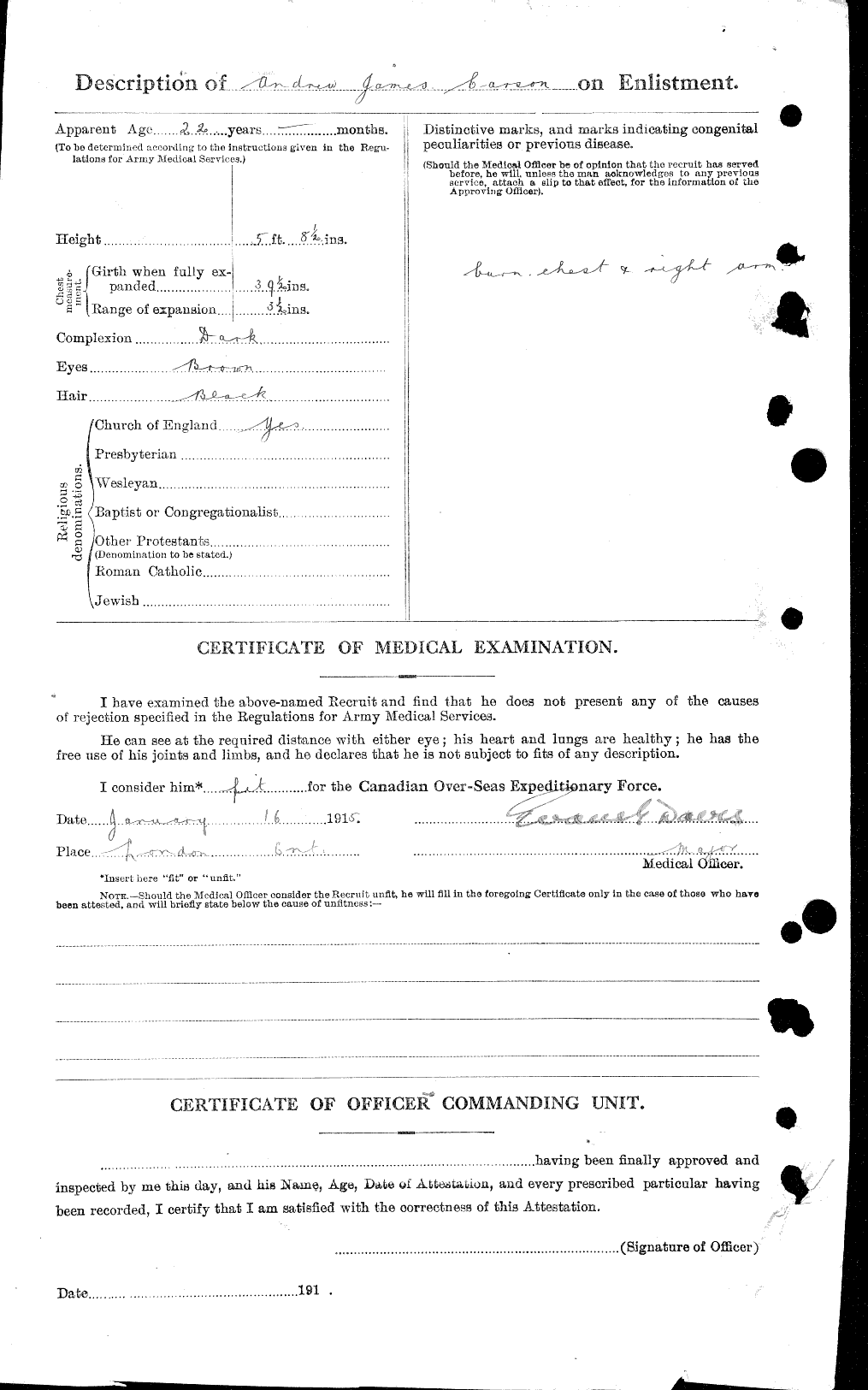 Dossiers du Personnel de la Première Guerre mondiale - CEC 005820b