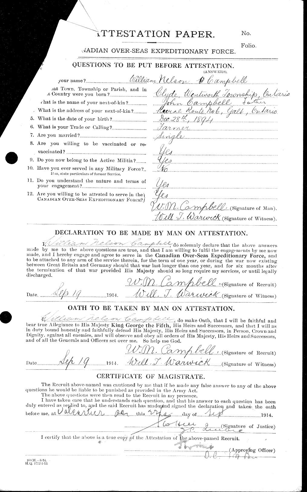 Personnel Records of the First World War - CEF 007068a
