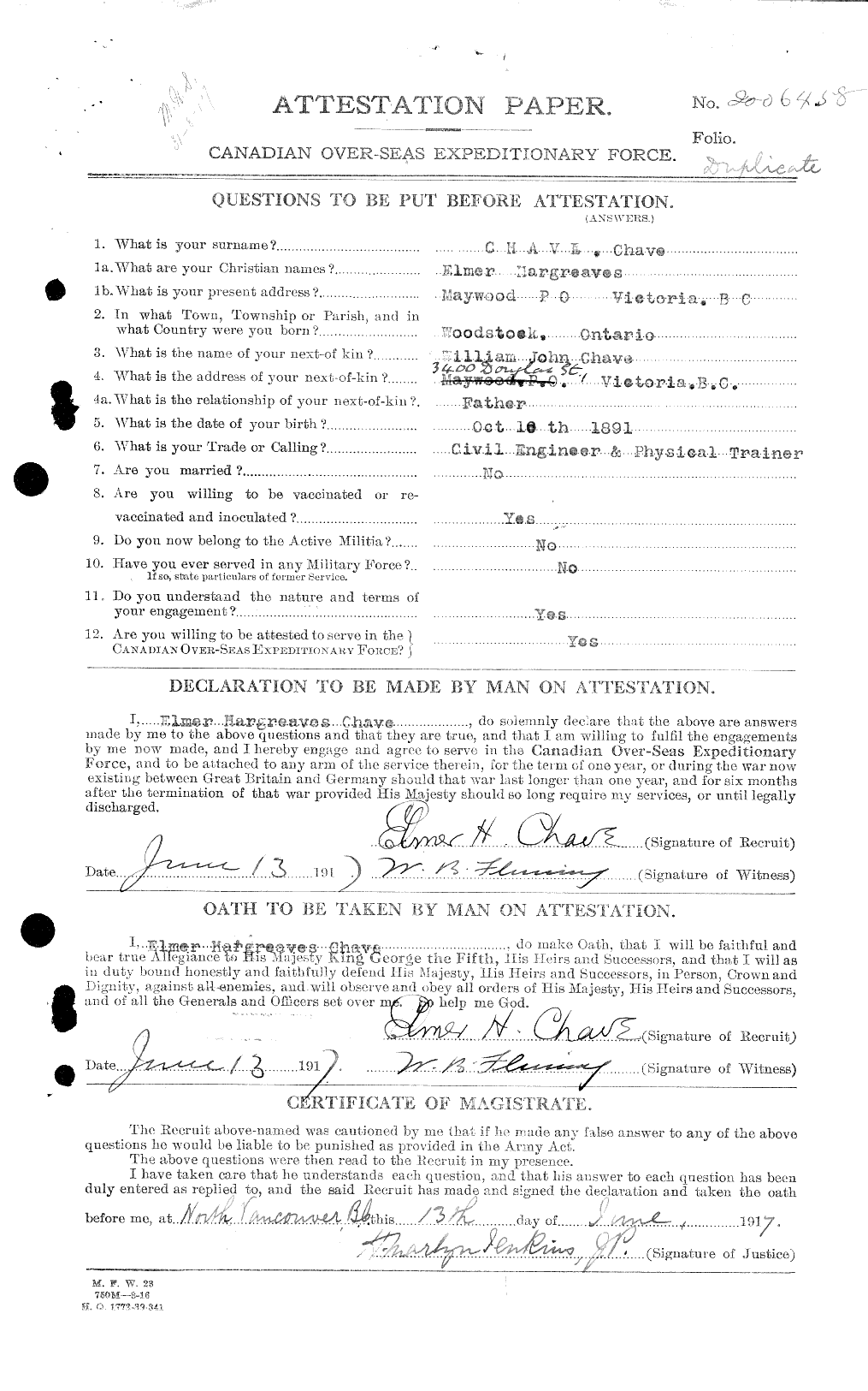 Personnel Records of the First World War - CEF 017180a