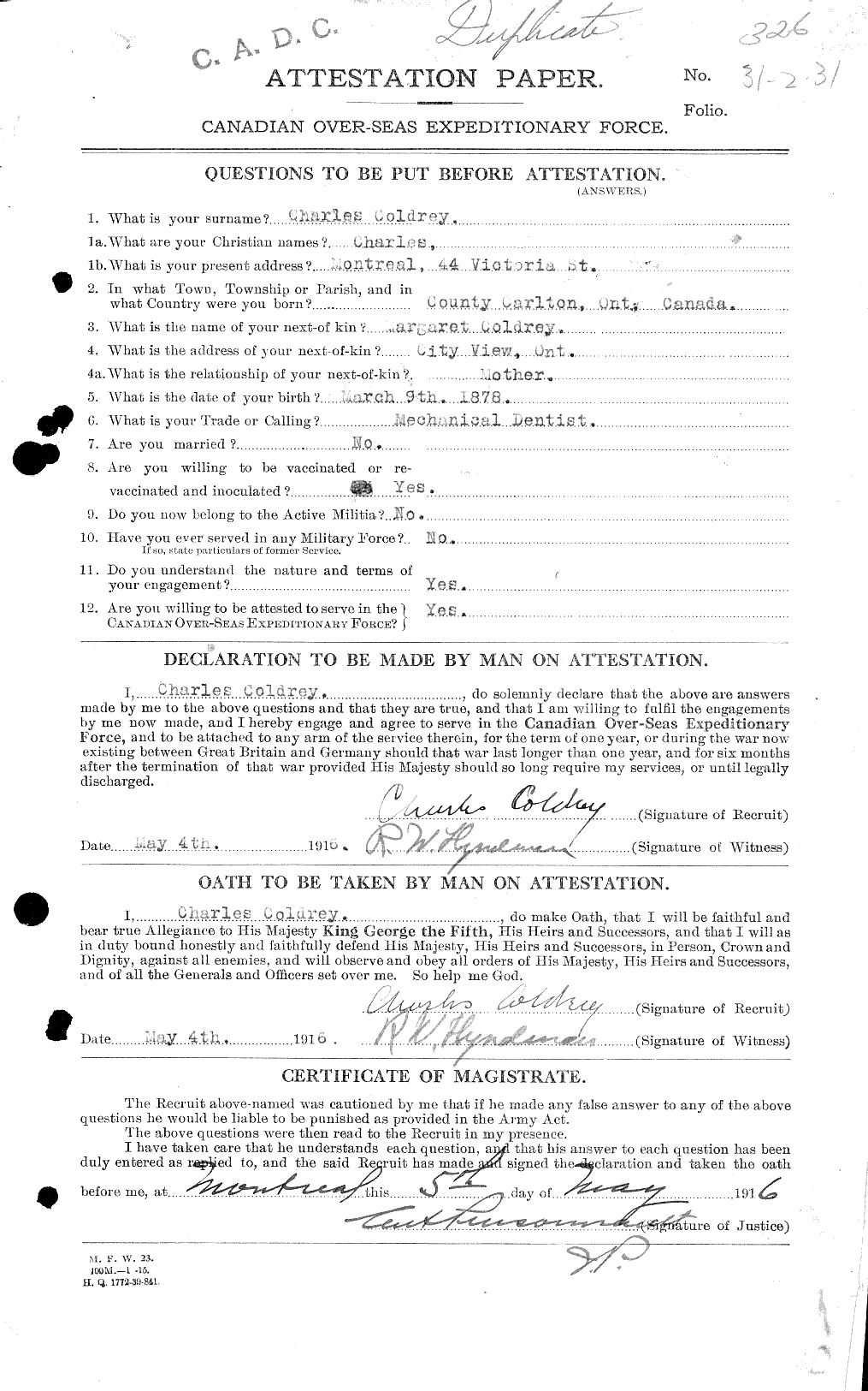 Personnel Records of the First World War - CEF 027521a