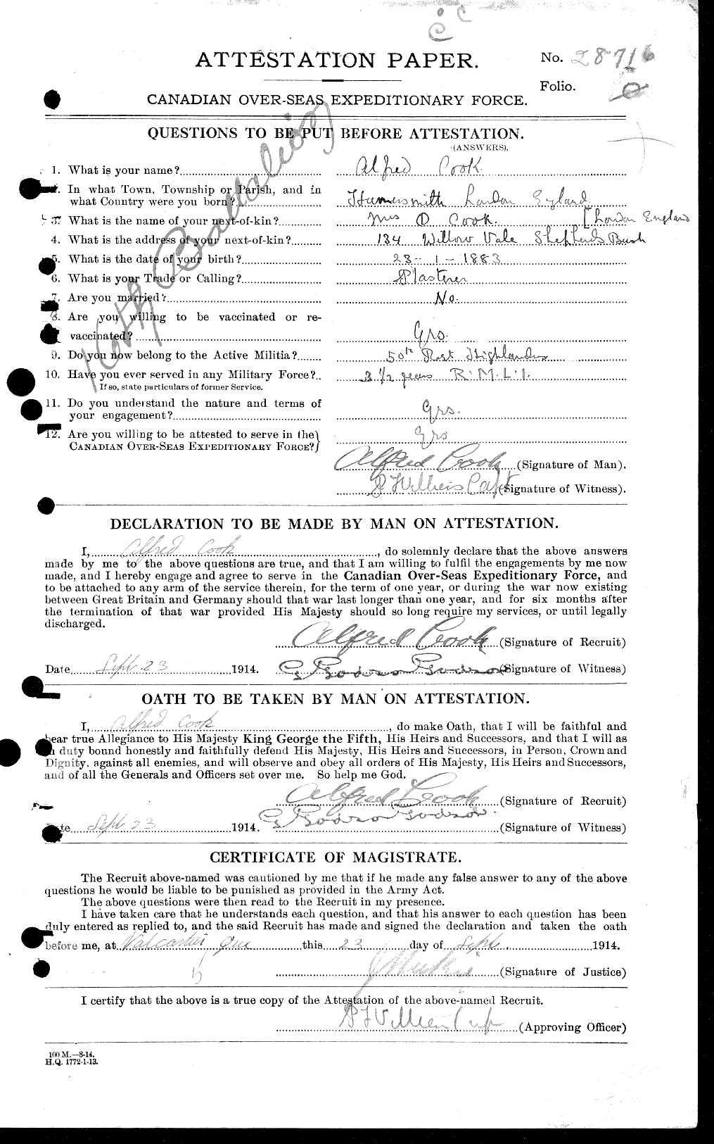 Personnel Records of the First World War - CEF 031500a