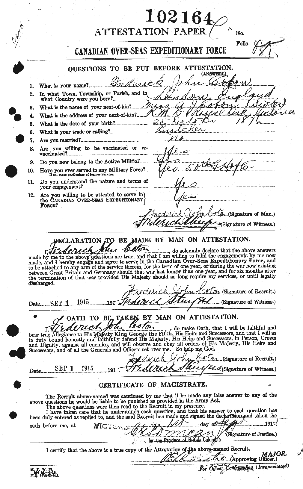 Personnel Records of the First World War - CEF 063138a