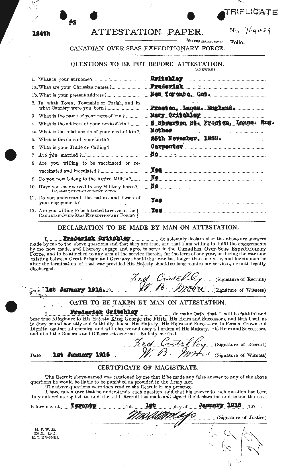 Personnel Records of the First World War - CEF 065273a