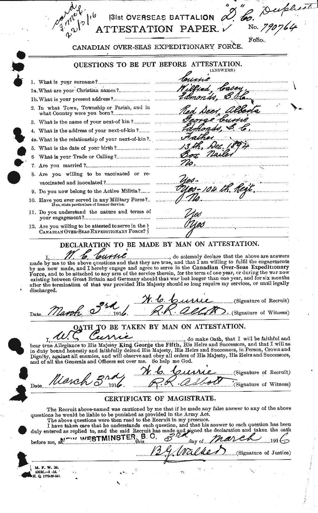 Personnel Records of the First World War - CEF 071803a