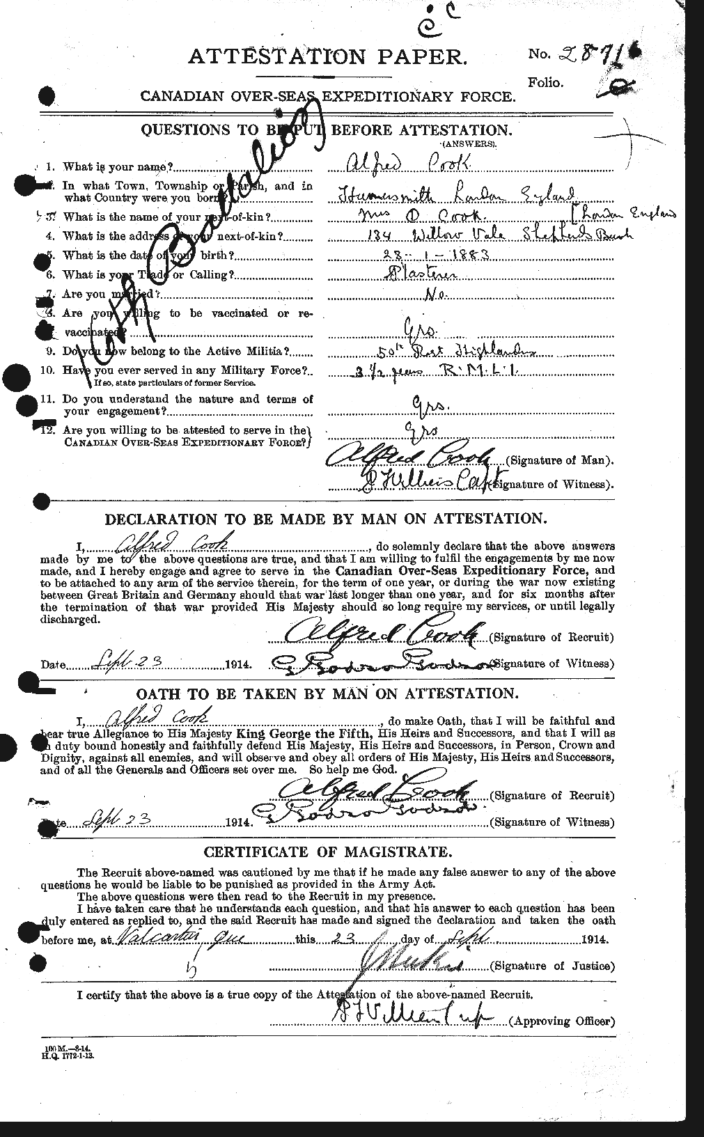 Personnel Records of the First World War - CEF 072457a