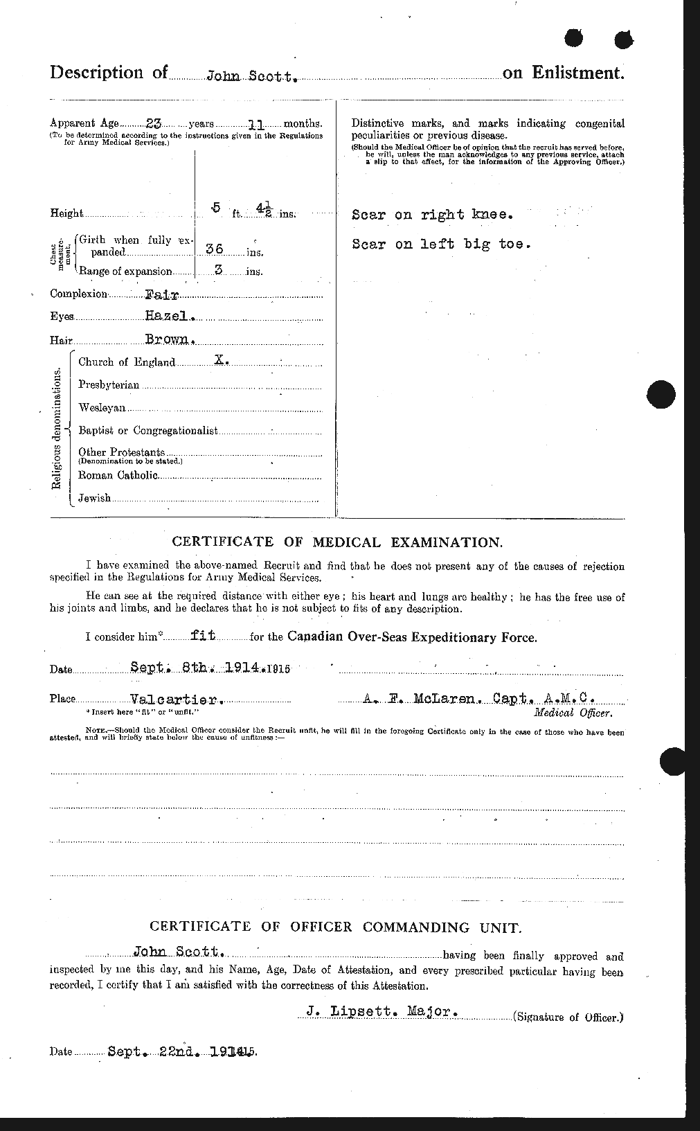 Dossiers du Personnel de la Première Guerre mondiale - CEC 084908b