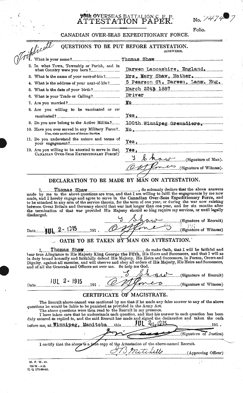 Personnel Records of the First World War - CEF 089619a