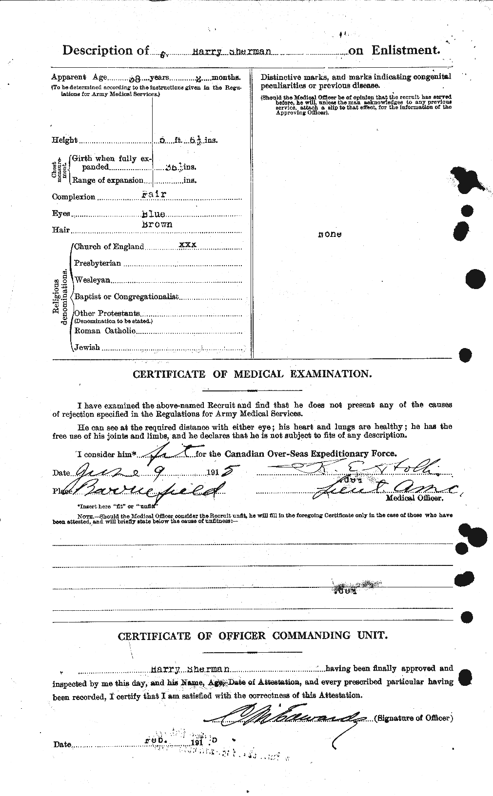 Dossiers du Personnel de la Première Guerre mondiale - CEC 092763b