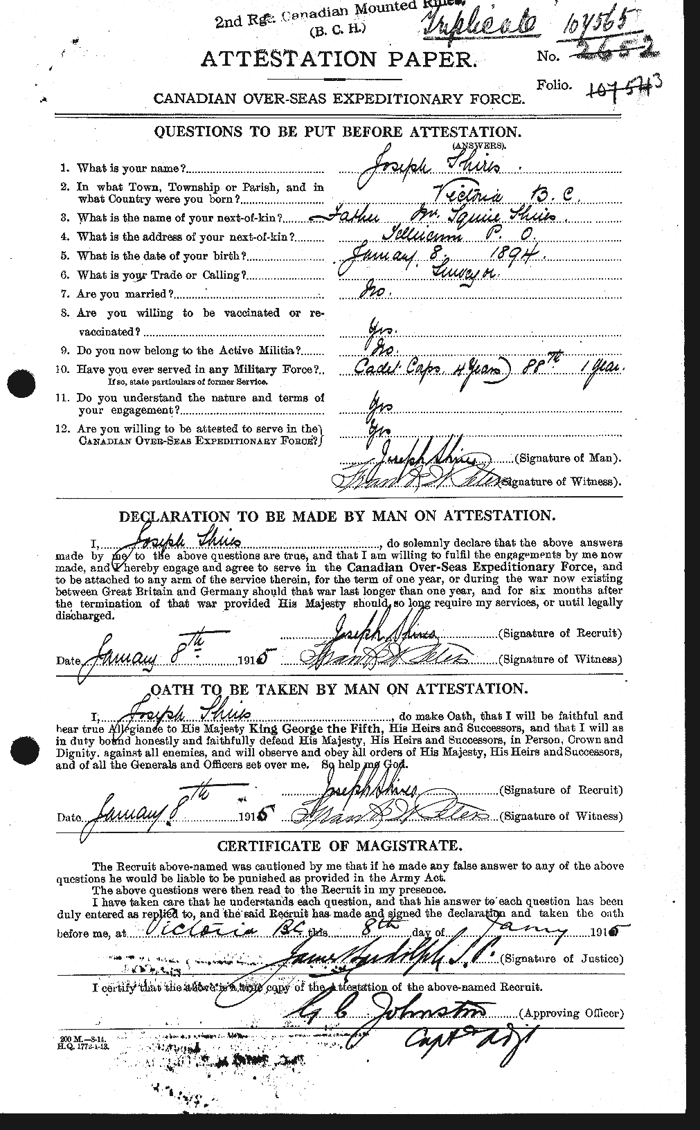 Personnel Records of the First World War - CEF 094815a