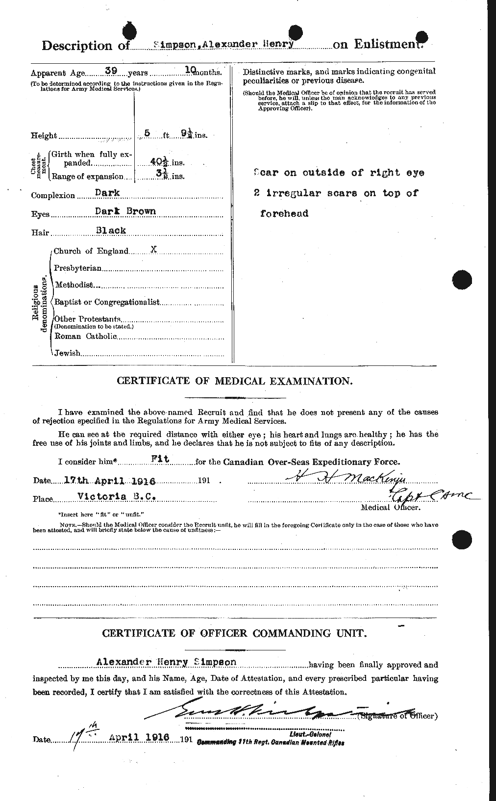 Dossiers du Personnel de la Première Guerre mondiale - CEC 095942b