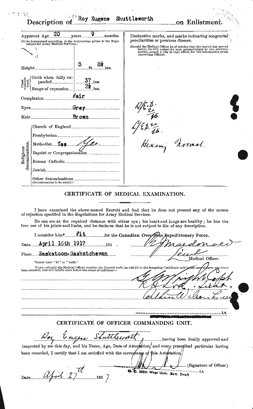 Dossiers du Personnel de la Première Guerre mondiale - CEC 096809b