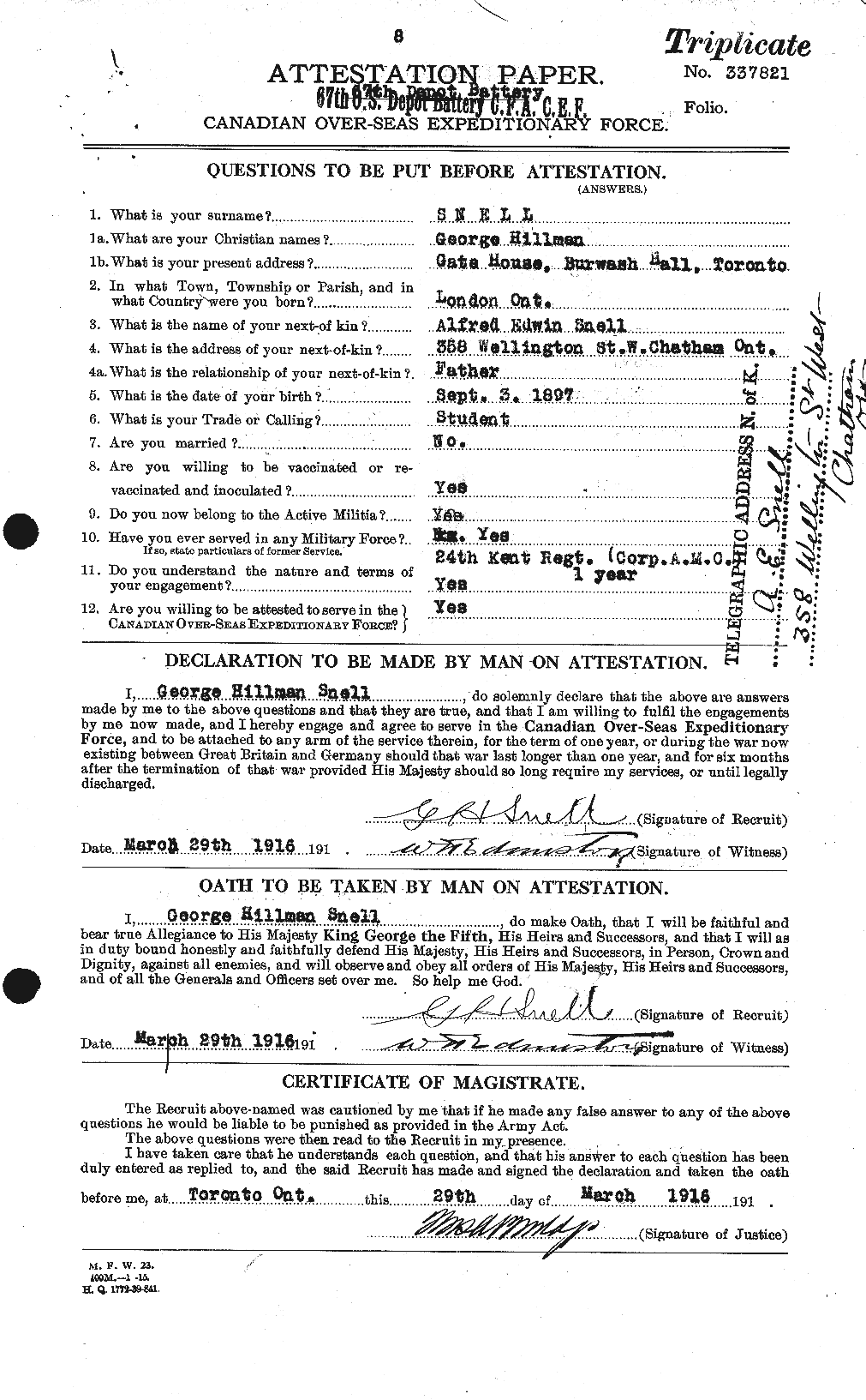 Personnel Records of the First World War - CEF 110785a