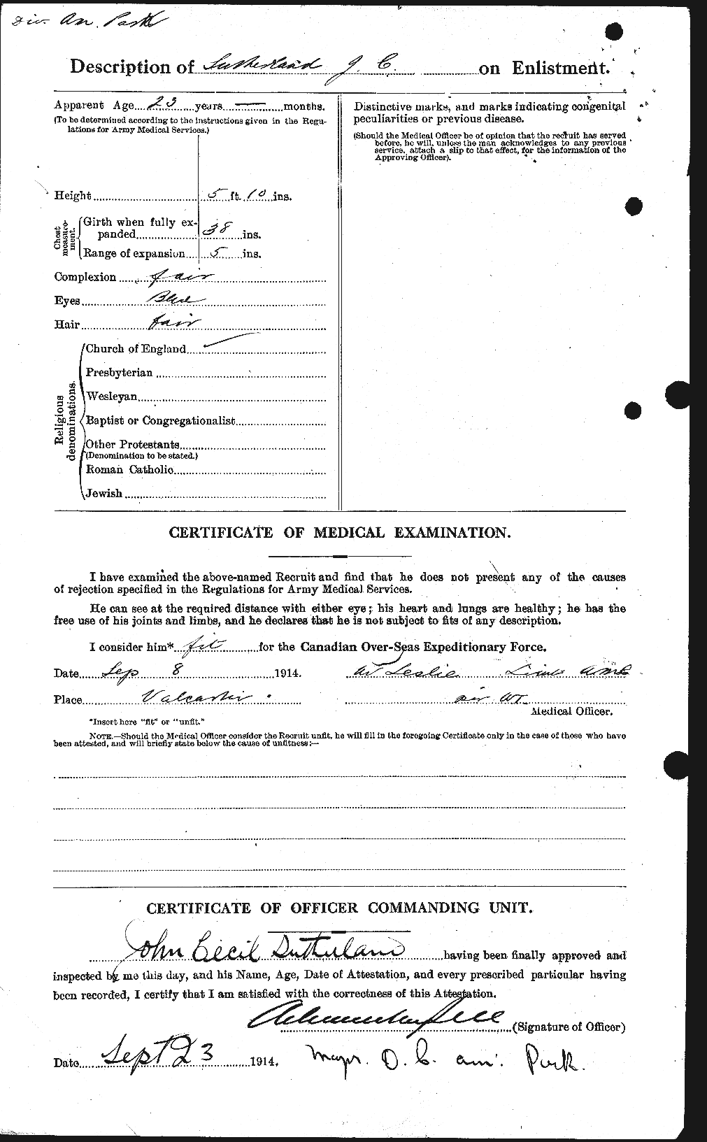 Dossiers du Personnel de la Première Guerre mondiale - CEC 124701b