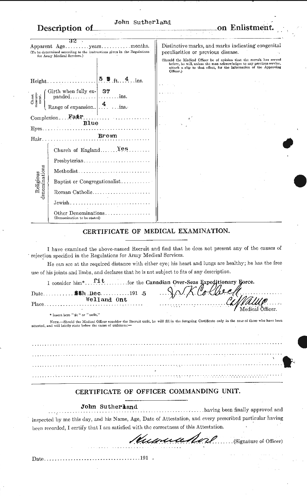 Dossiers du Personnel de la Première Guerre mondiale - CEC 124716b