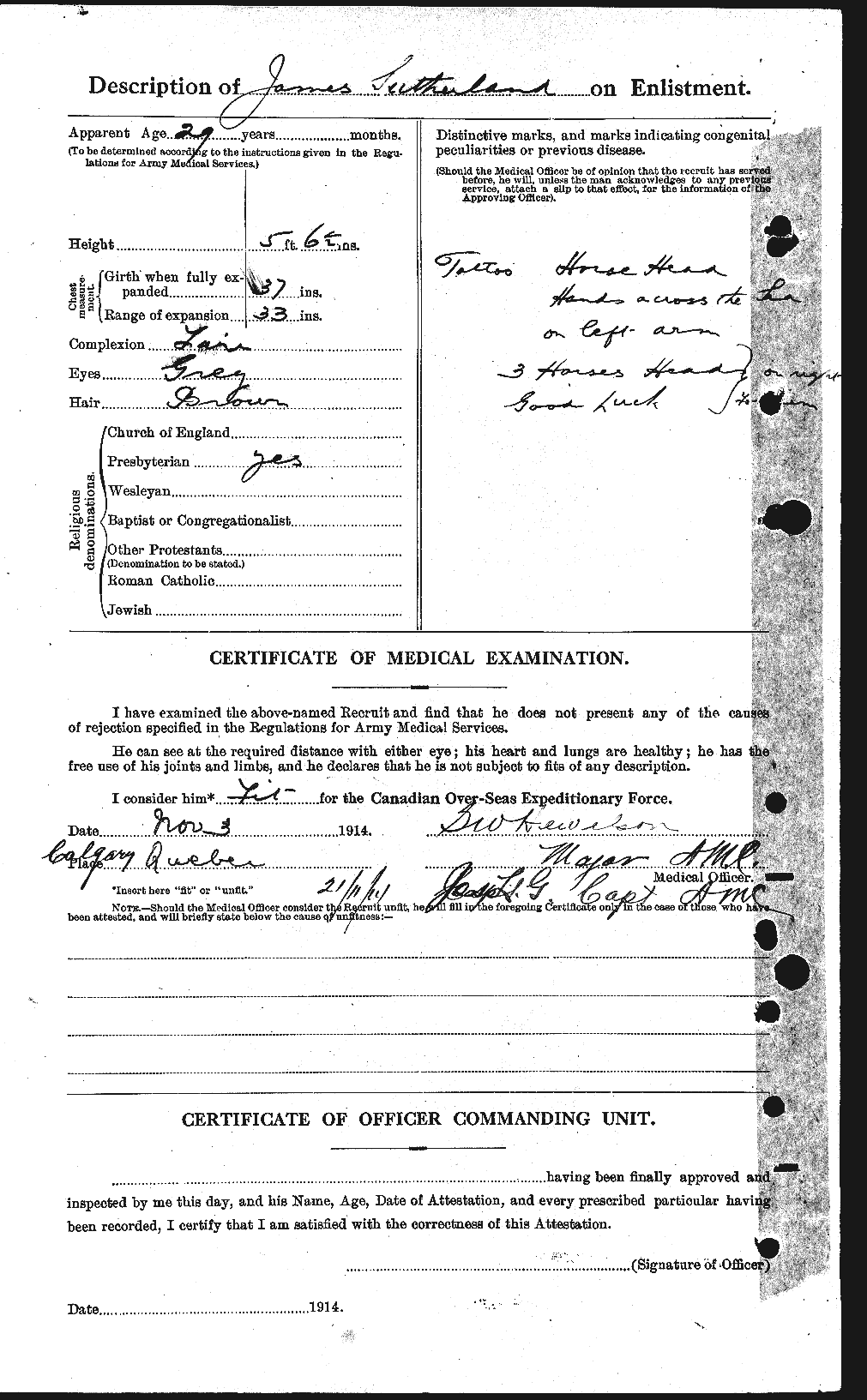 Dossiers du Personnel de la Première Guerre mondiale - CEC 124742b