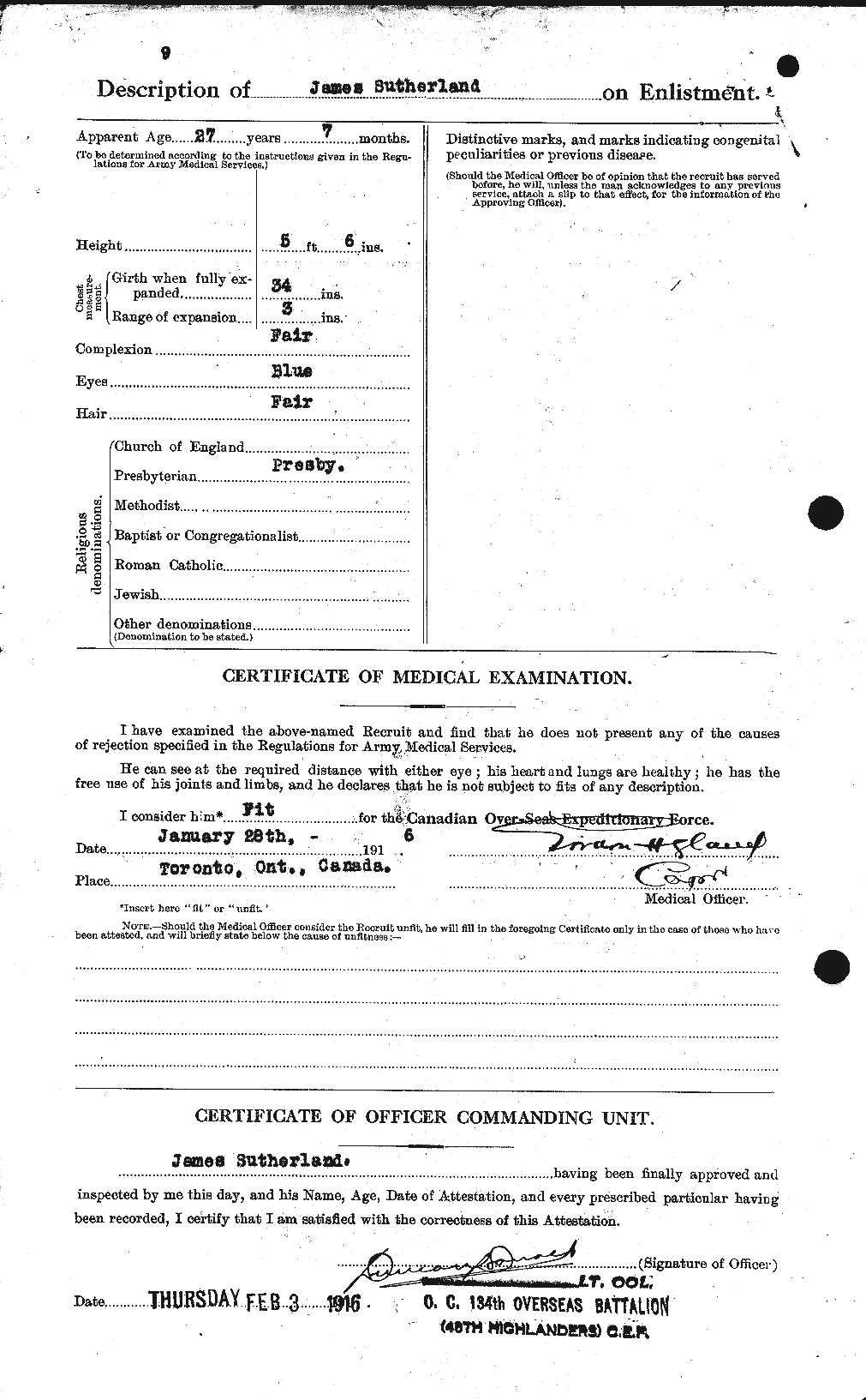 Dossiers du Personnel de la Première Guerre mondiale - CEC 124766b