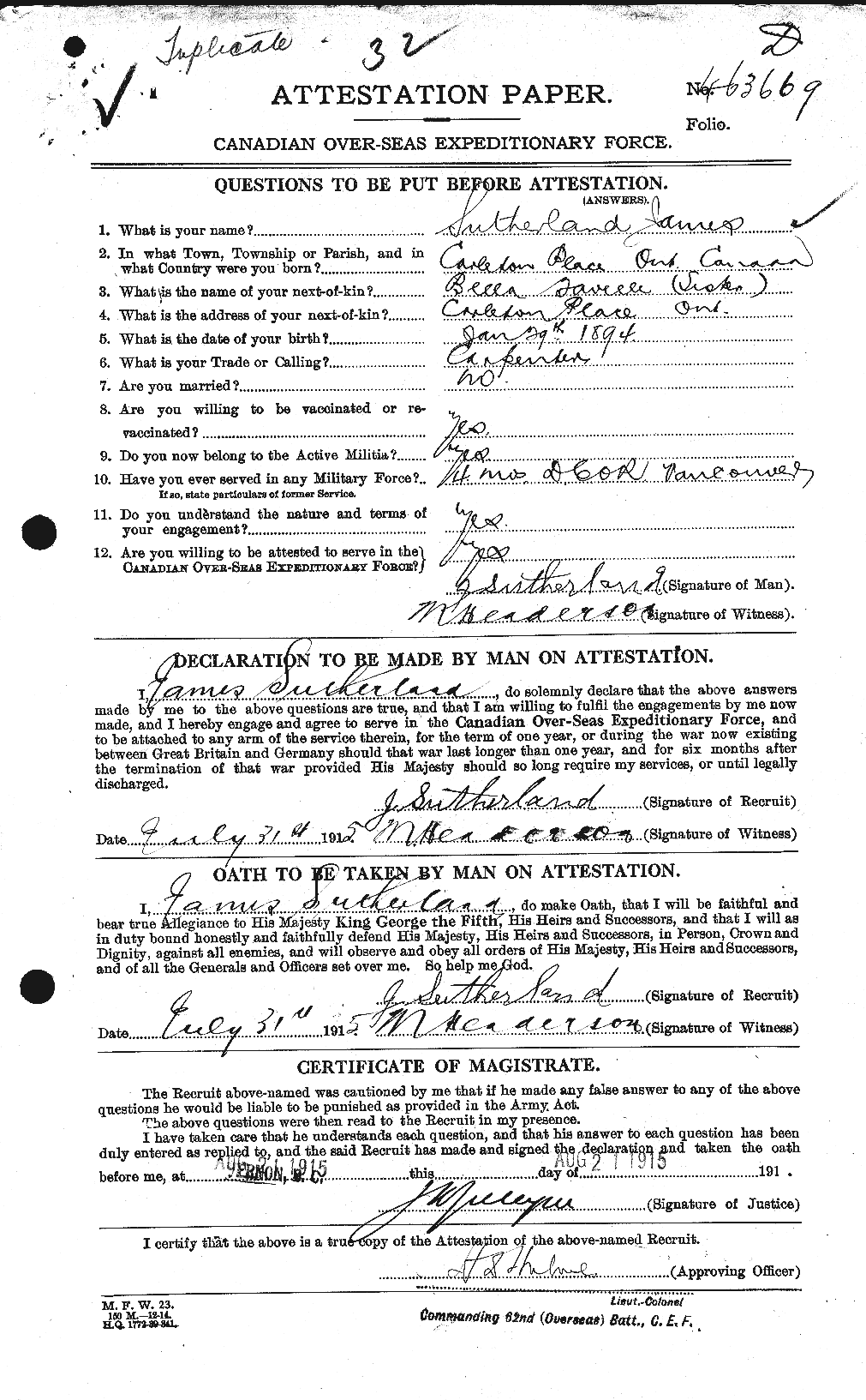 Personnel Records of the First World War - CEF 124773a