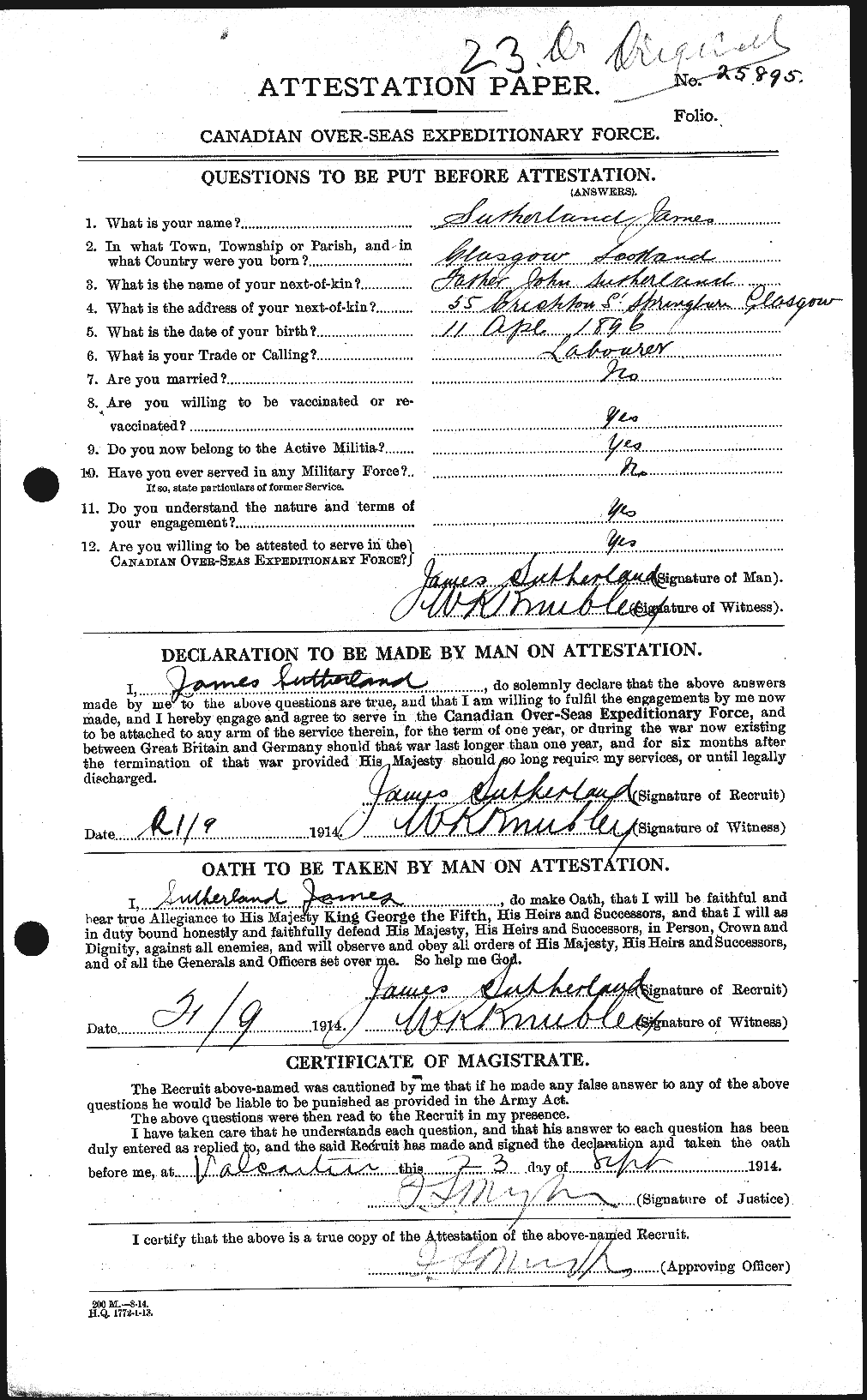 Personnel Records of the First World War - CEF 124774a