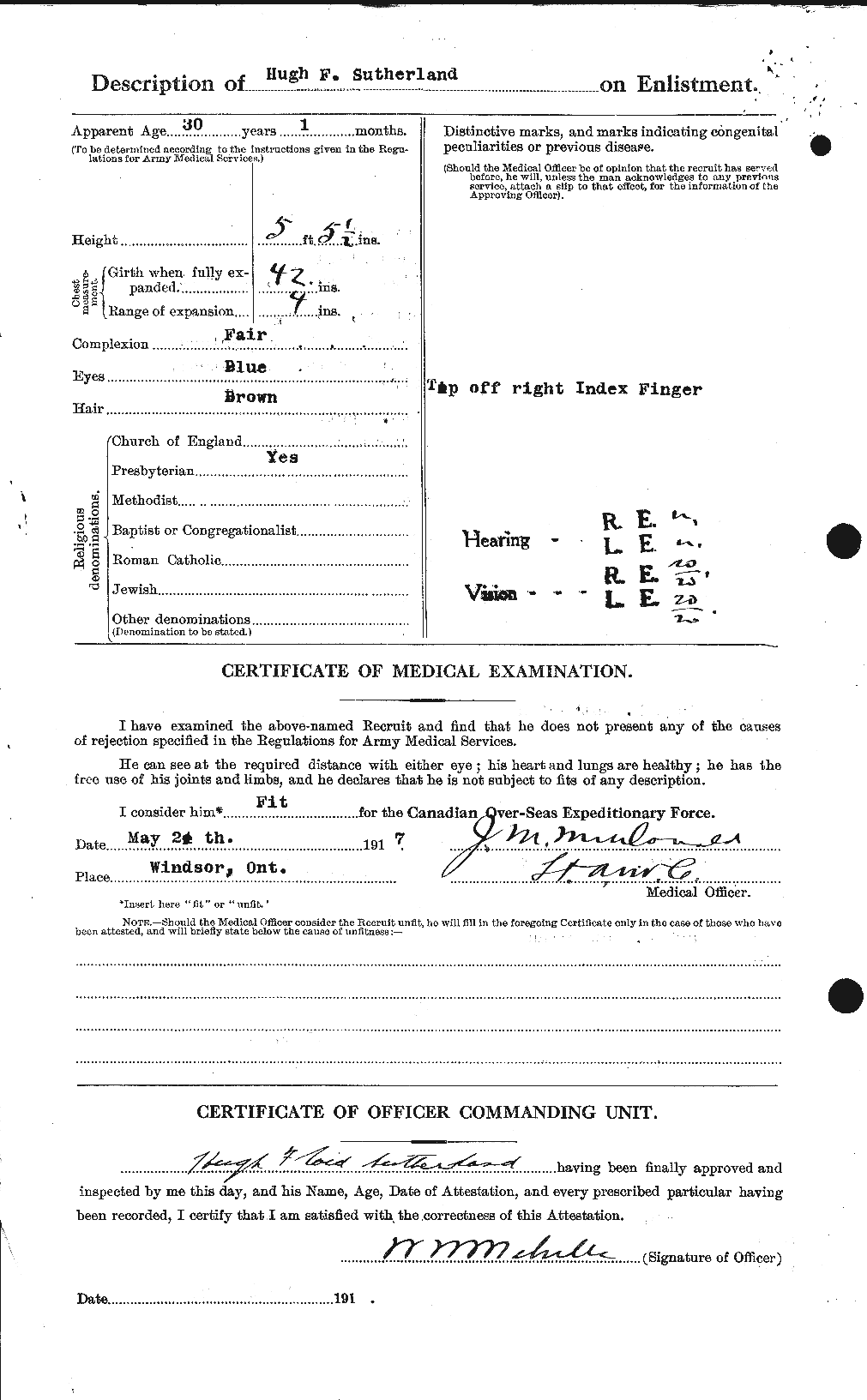 Dossiers du Personnel de la Première Guerre mondiale - CEC 124787b