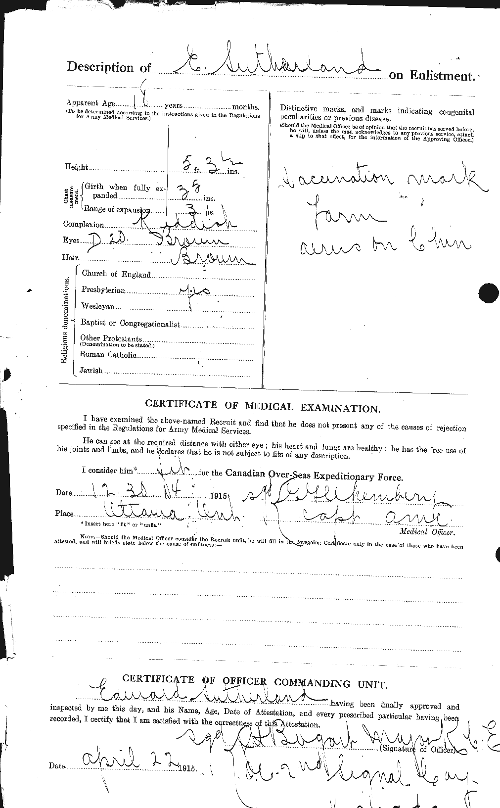 Dossiers du Personnel de la Première Guerre mondiale - CEC 124902b