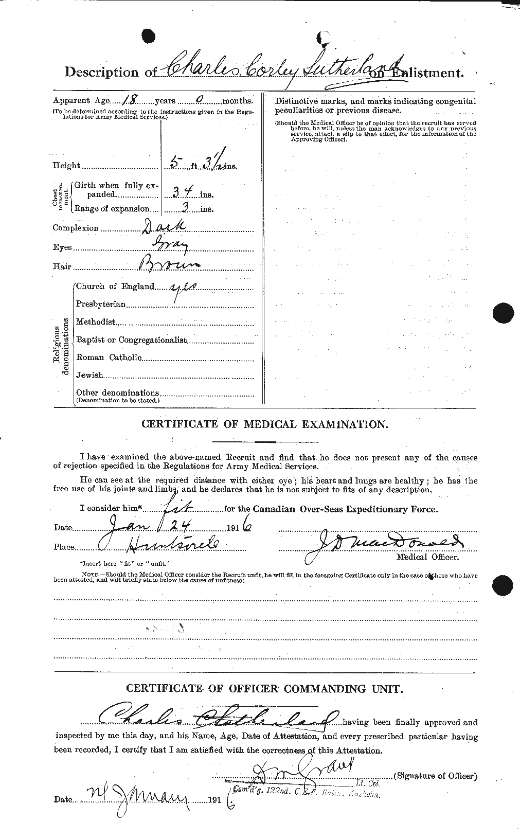 Dossiers du Personnel de la Première Guerre mondiale - CEC 125298b