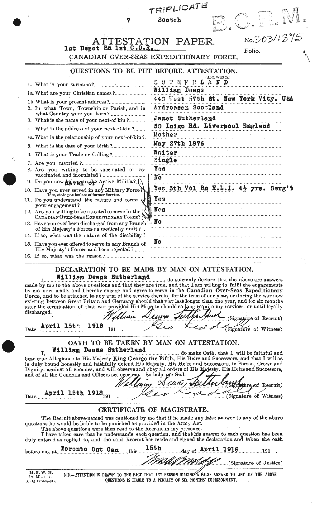 Personnel Records of the First World War - CEF 126439a