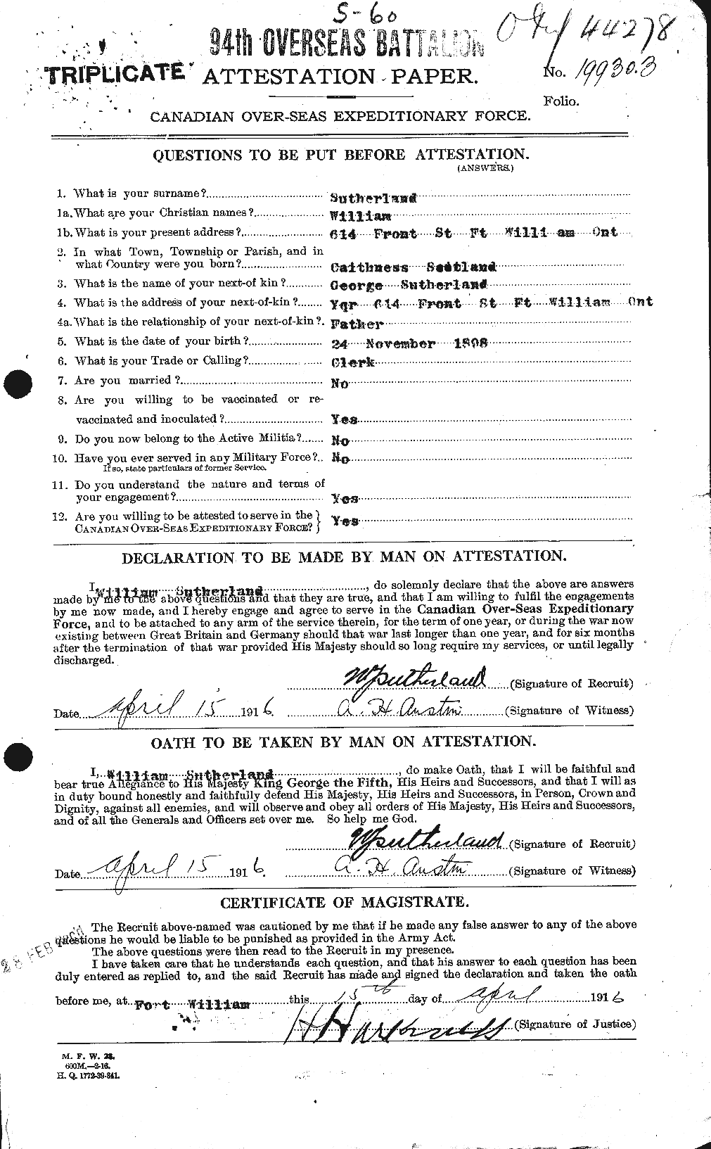 Personnel Records of the First World War - CEF 126518a
