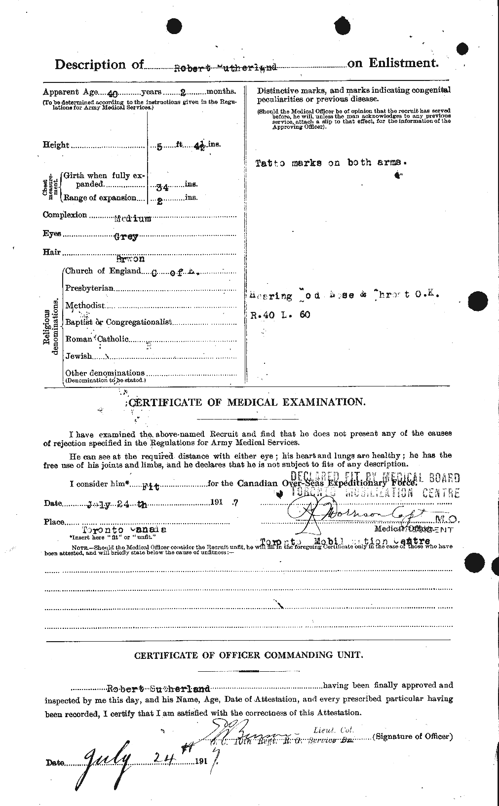 Dossiers du Personnel de la Première Guerre mondiale - CEC 126808b