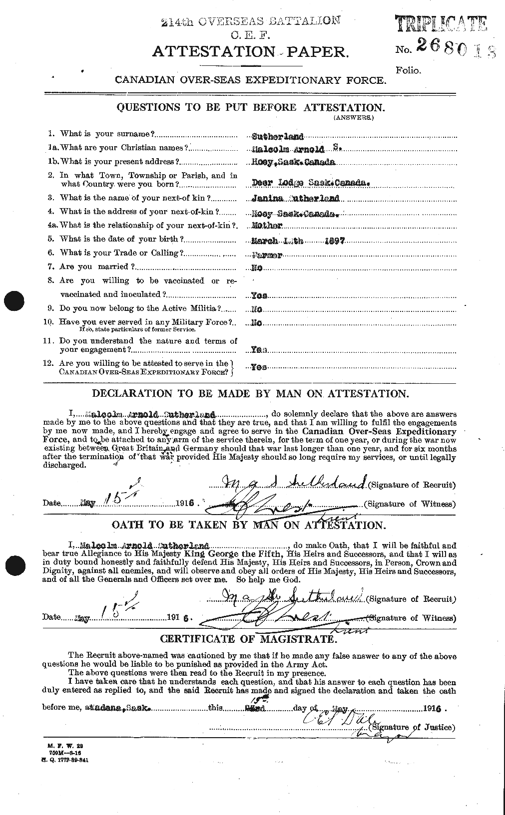 Personnel Records of the First World War - CEF 126844a