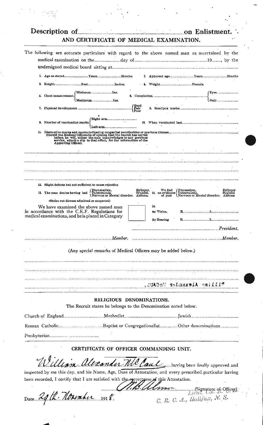 Dossiers du Personnel de la Première Guerre mondiale - CEC 133164b