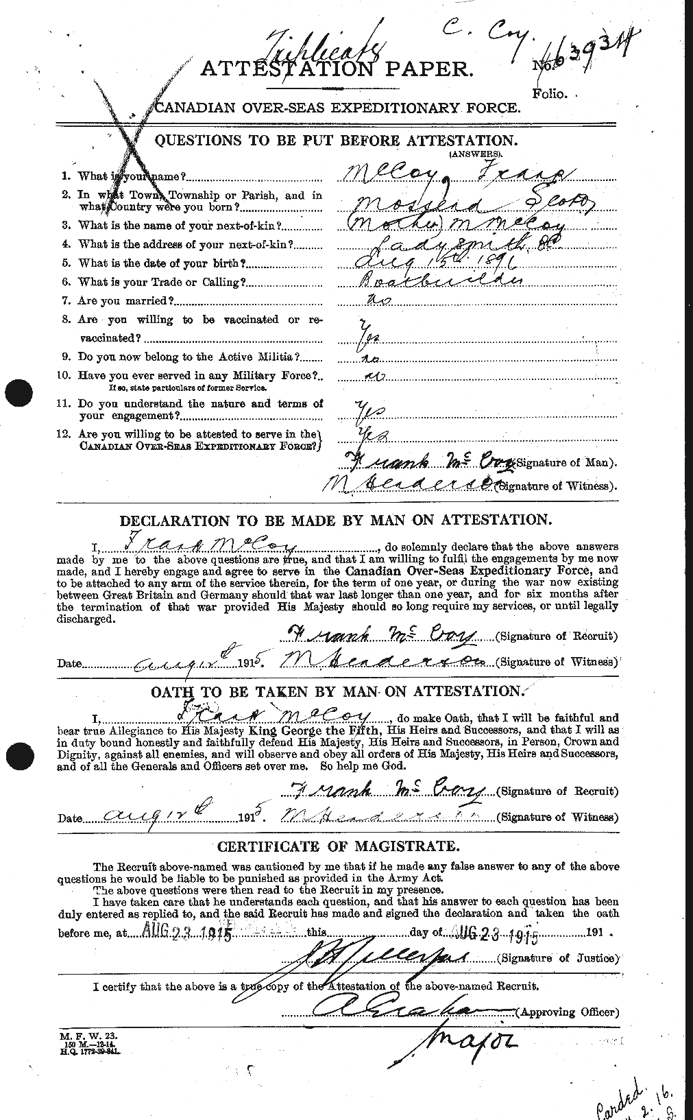 Personnel Records of the First World War - CEF 134860a