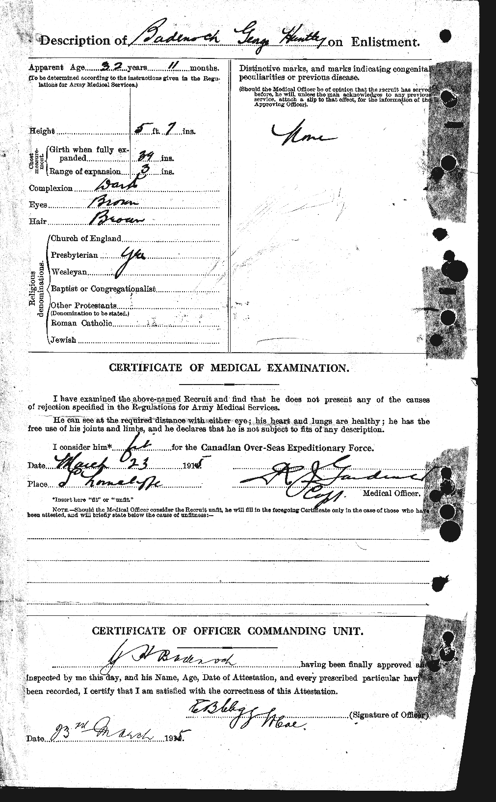 Dossiers du Personnel de la Première Guerre mondiale - CEC 217782b