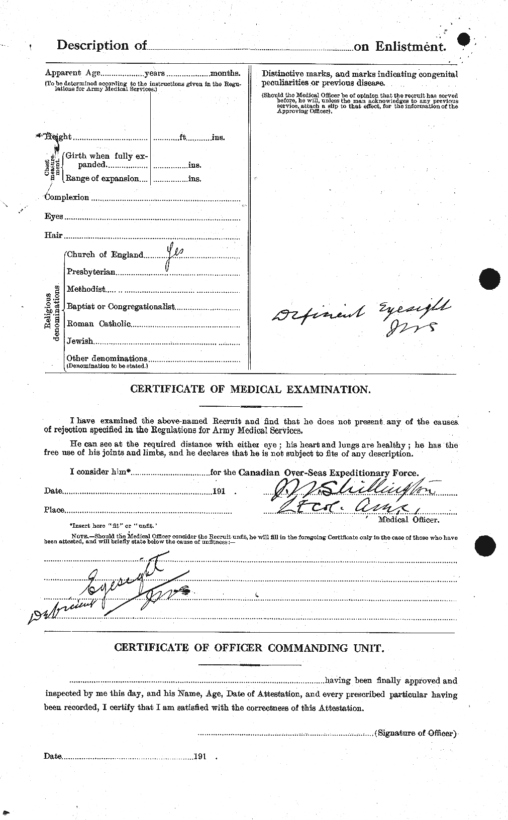 Dossiers du Personnel de la Première Guerre mondiale - CEC 222798b