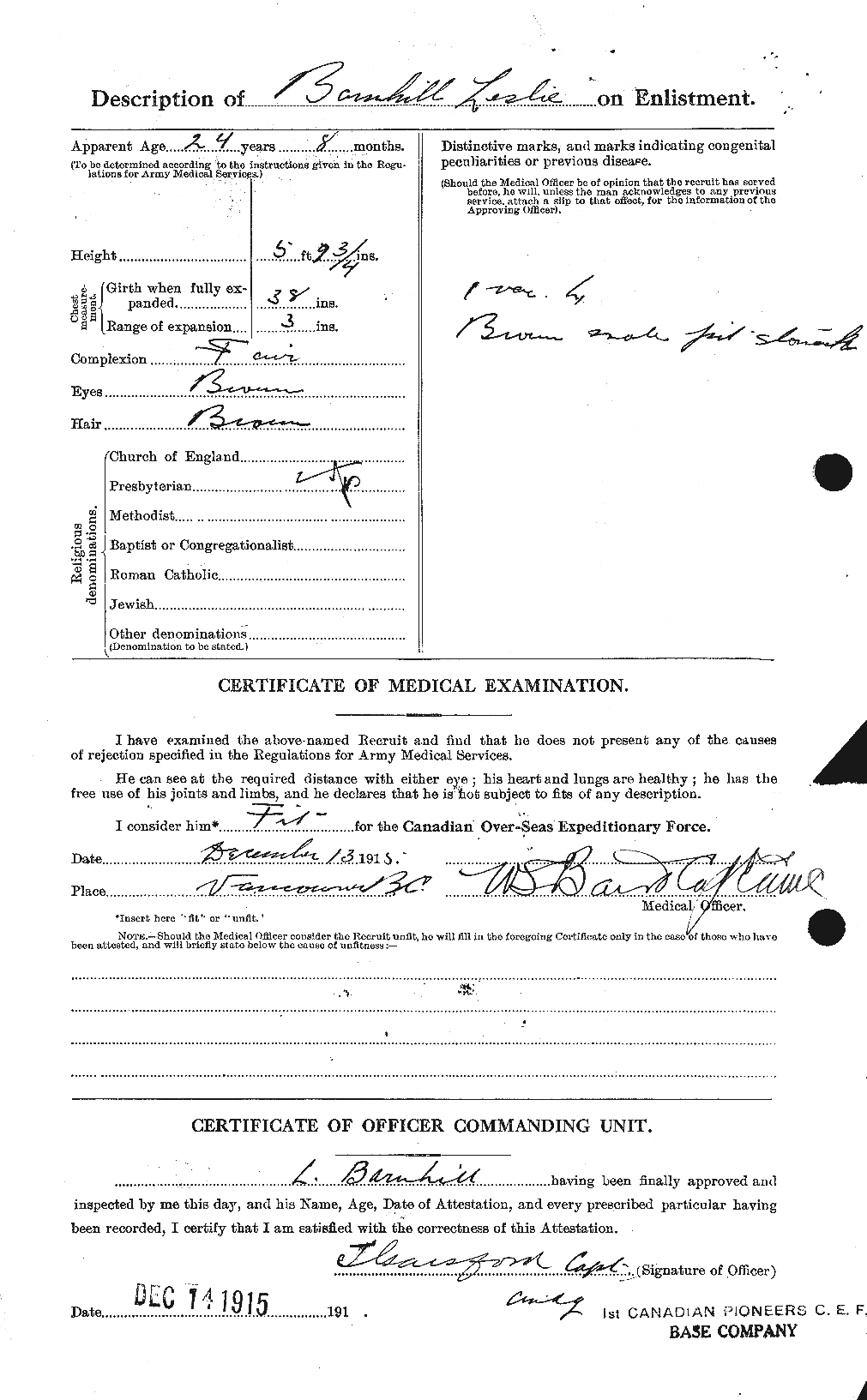 Dossiers du Personnel de la Première Guerre mondiale - CEC 222804b