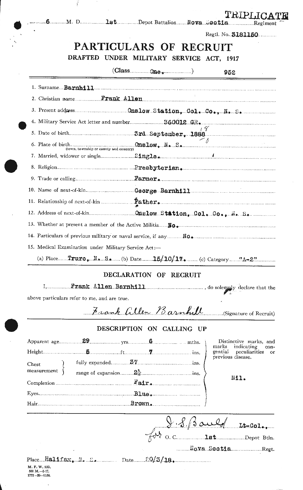 Dossiers du Personnel de la Première Guerre mondiale - CEC 222805a