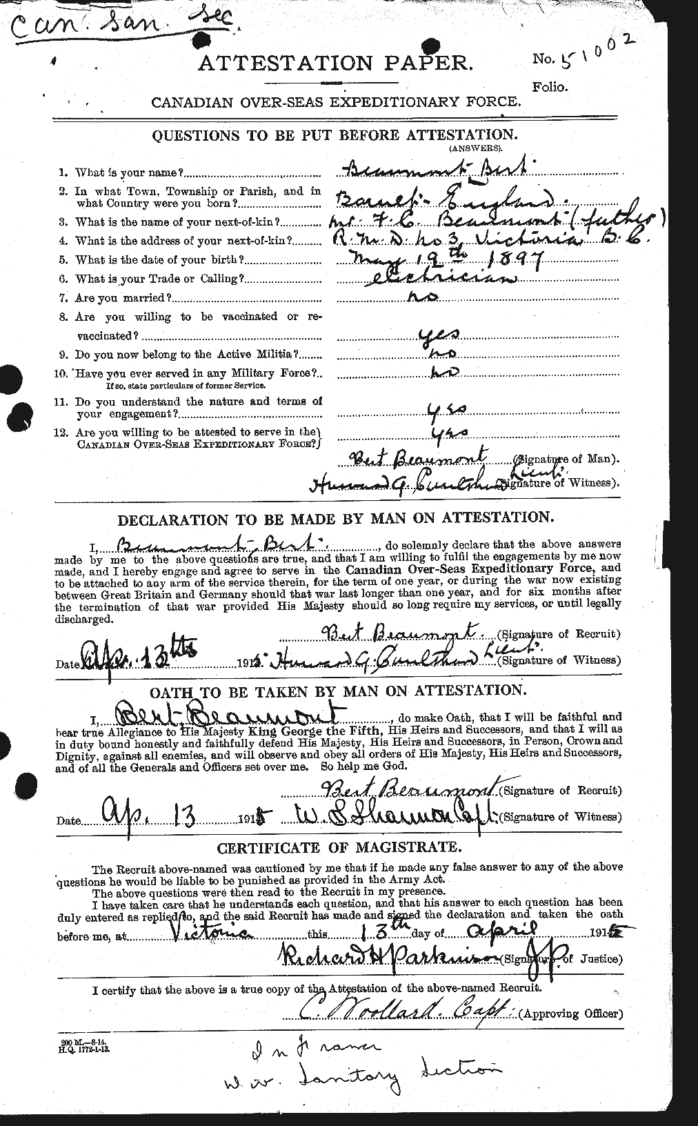 Personnel Records of the First World War - CEF 231647a