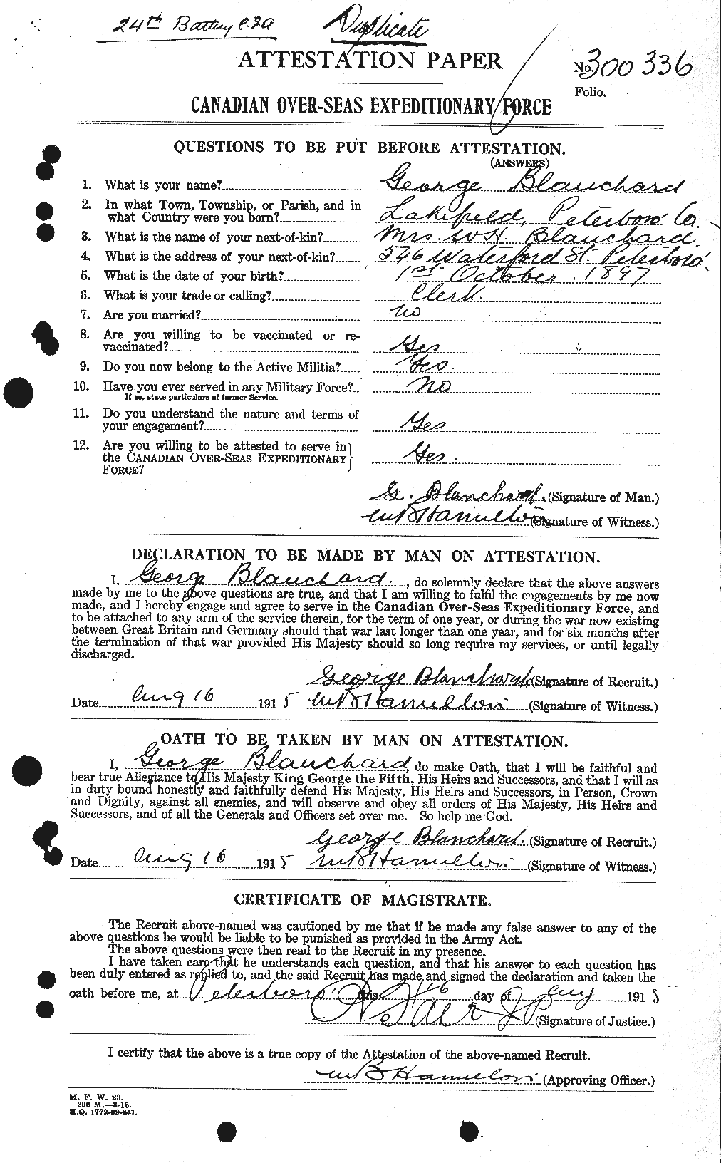 Personnel Records of the First World War - CEF 240387a