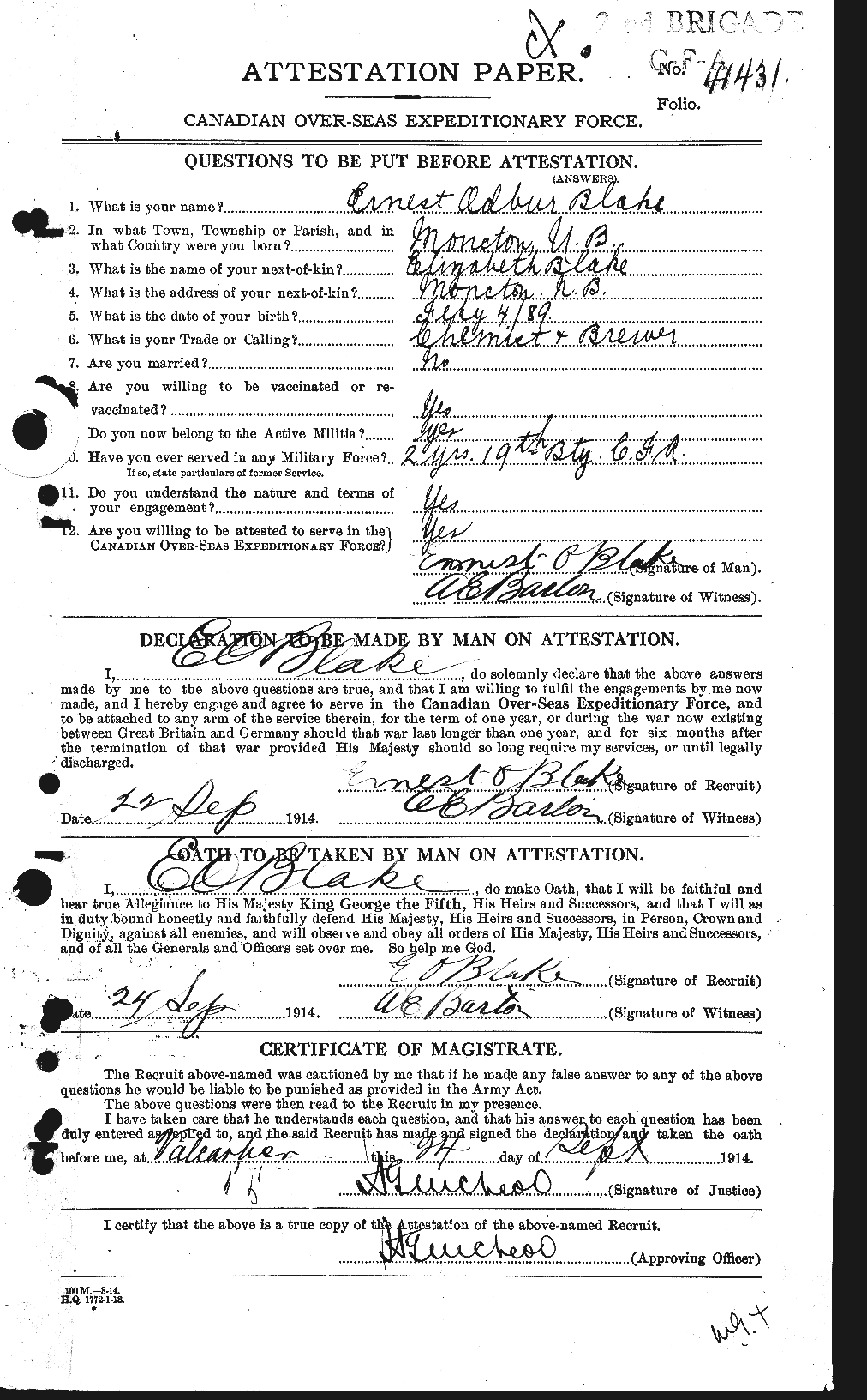 Personnel Records of the First World War - CEF 245831a