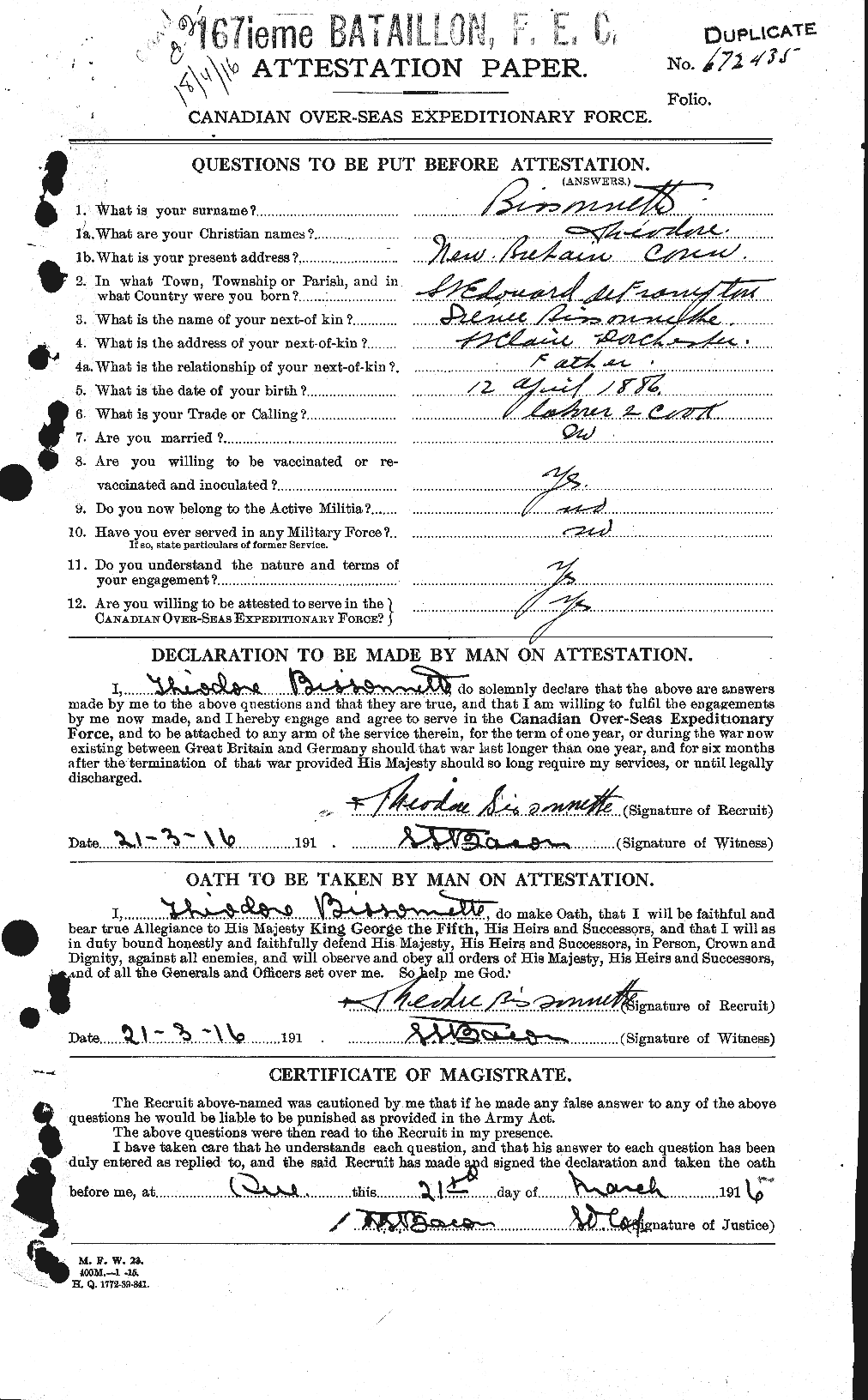 Personnel Records of the First World War - CEF 246234a