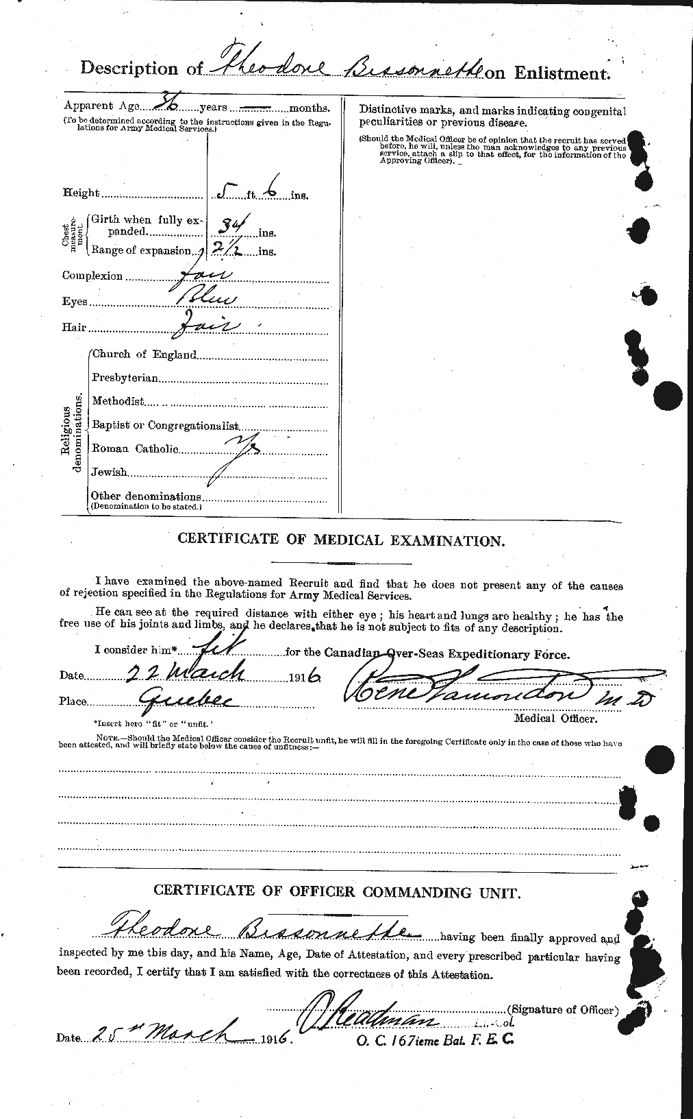 Dossiers du Personnel de la Première Guerre mondiale - CEC 246234b