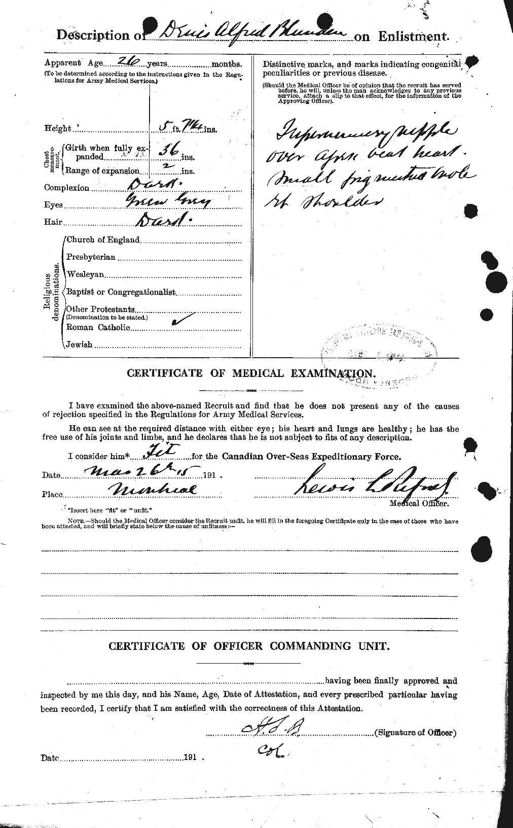 Dossiers du Personnel de la Première Guerre mondiale - CEC 247215b