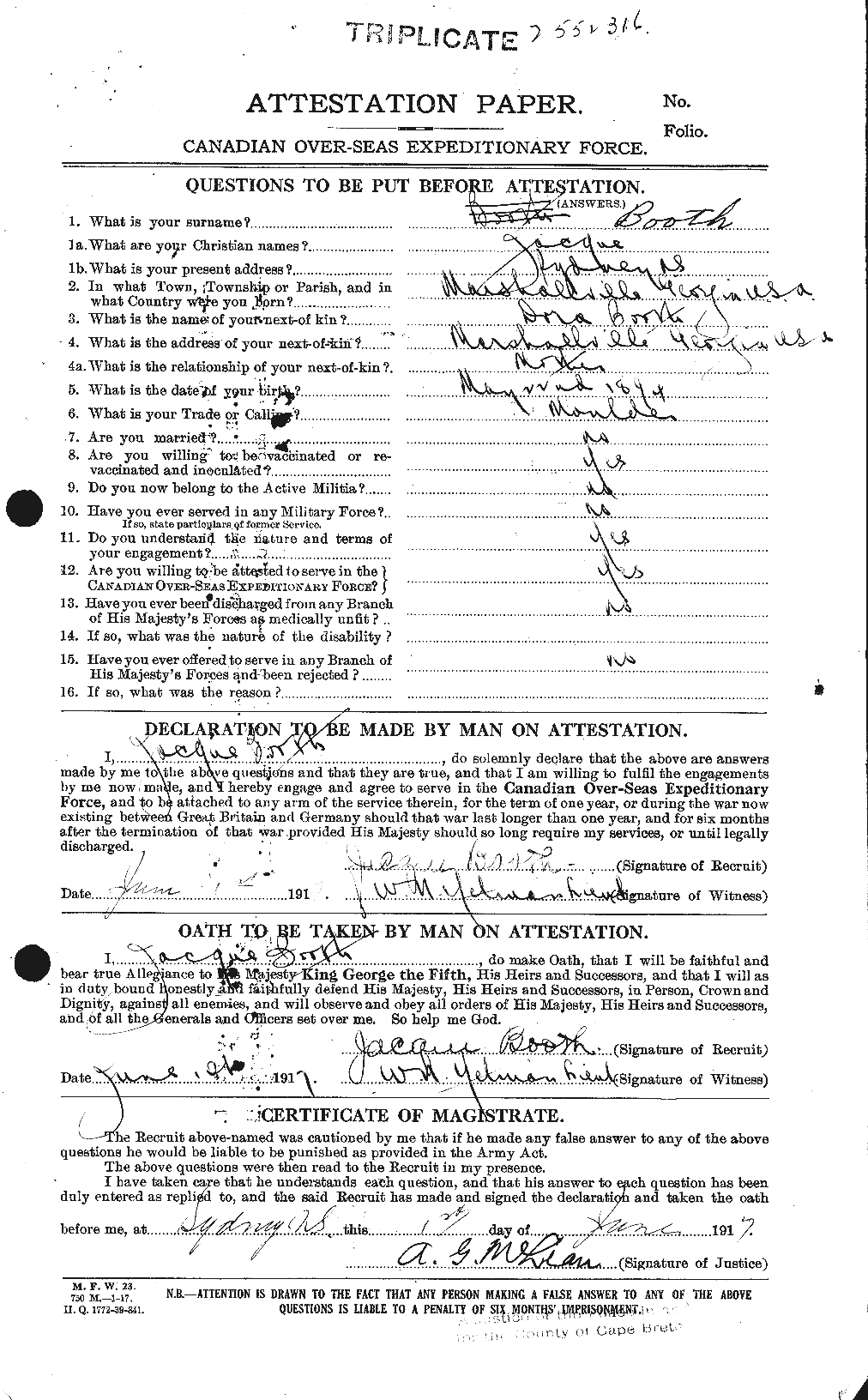 Personnel Records of the First World War - CEF 250898a