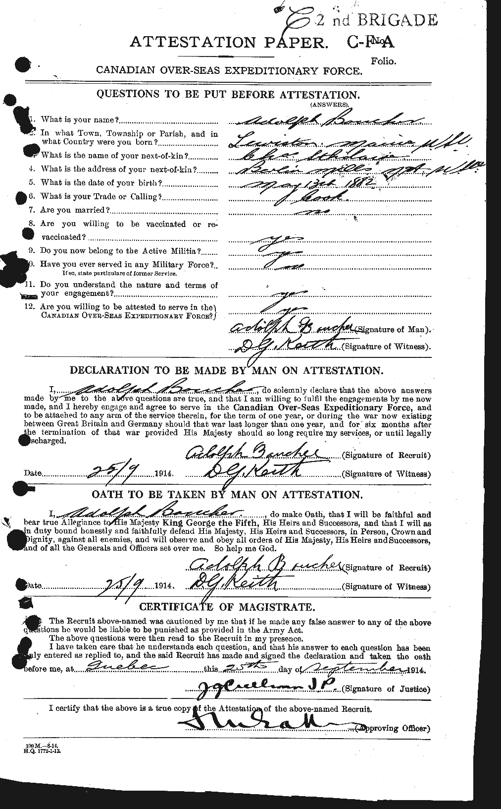 Personnel Records of the First World War - CEF 254965a