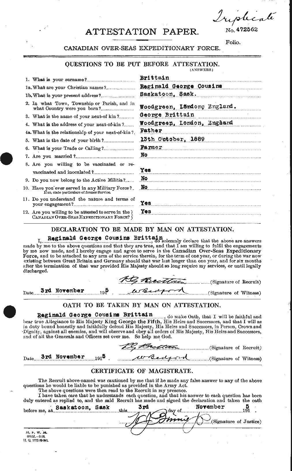 Personnel Records of the First World War - CEF 261859a