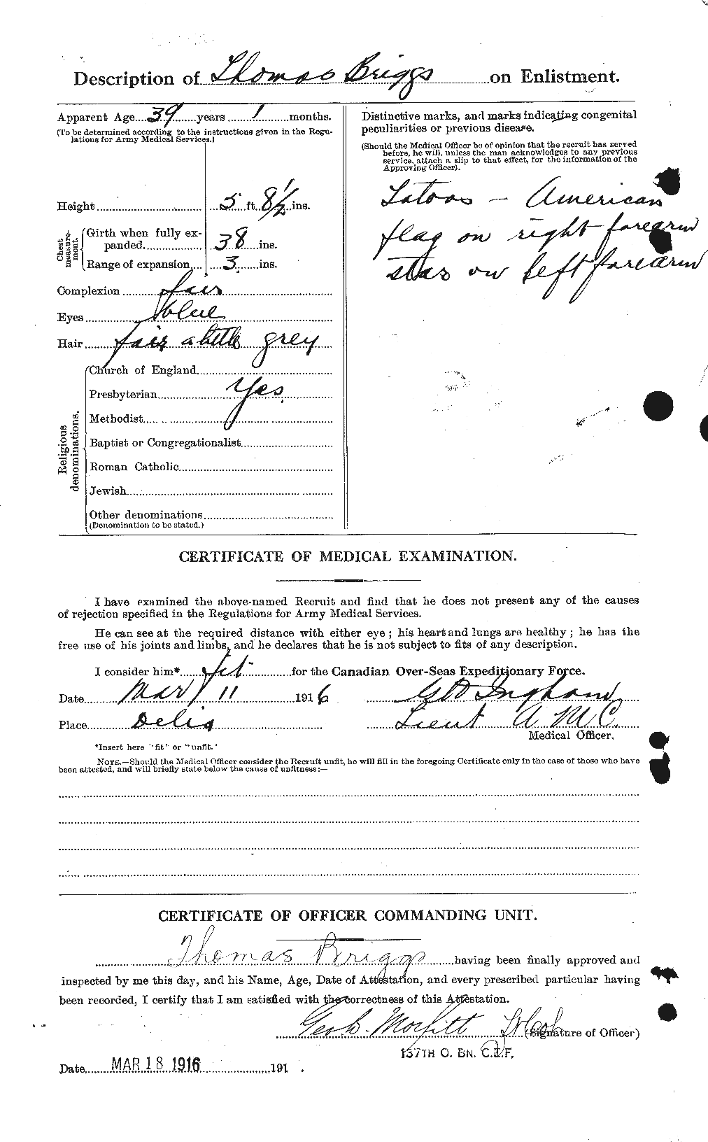 Dossiers du Personnel de la Première Guerre mondiale - CEC 264101b