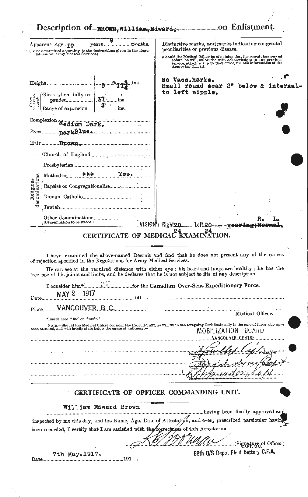 Dossiers du Personnel de la Première Guerre mondiale - CEC 268262b