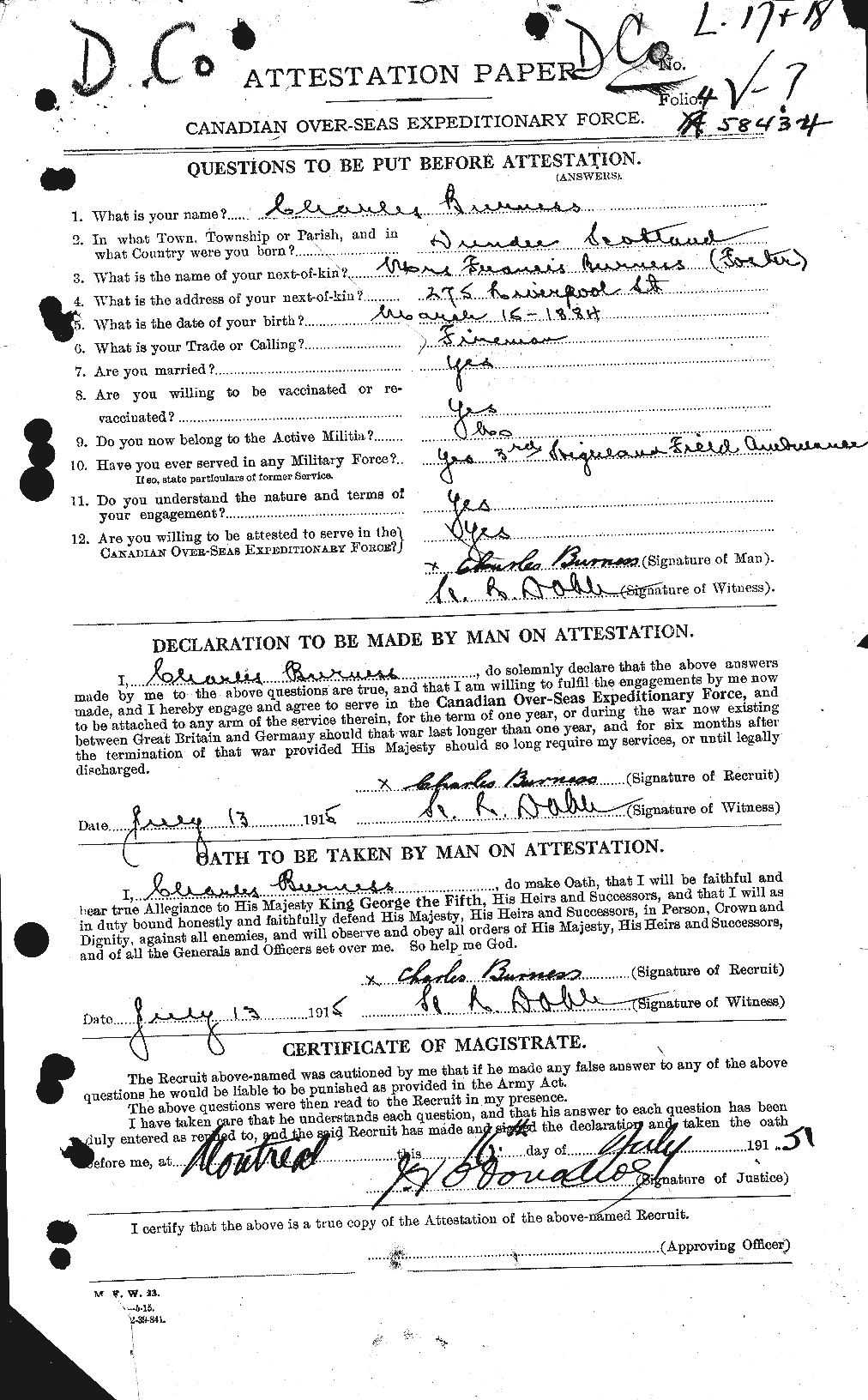Personnel Records of the First World War - CEF 272010a