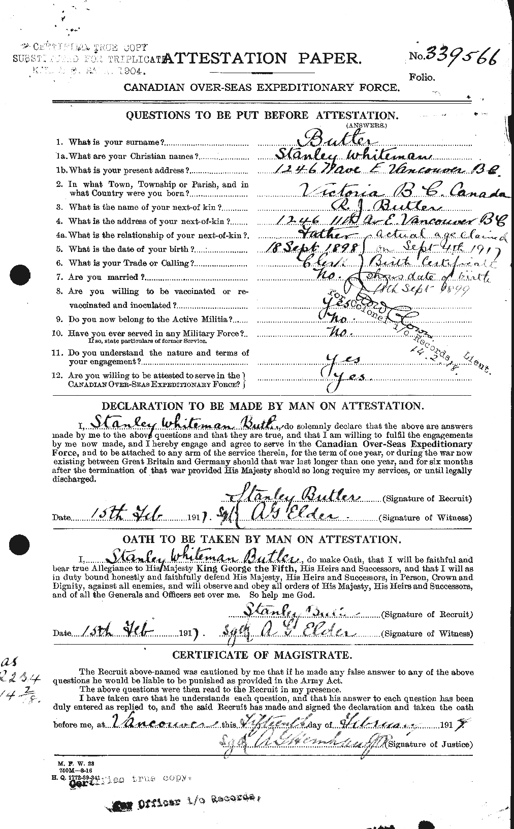 Personnel Records of the First World War - CEF 276132a