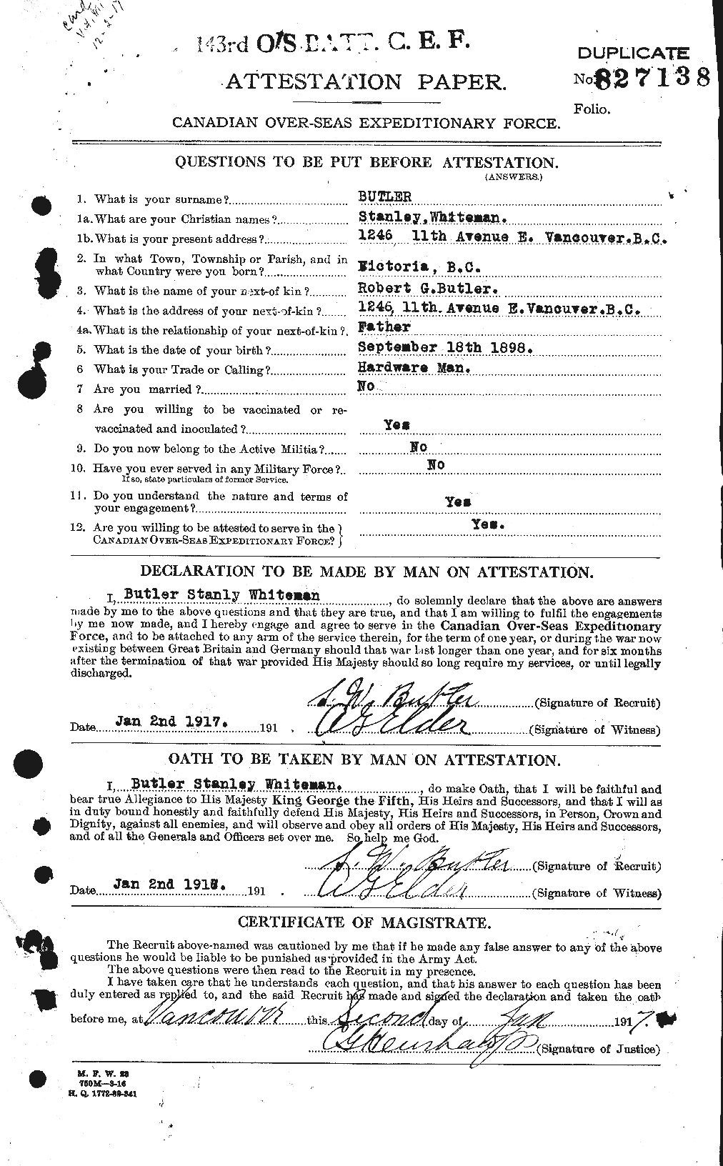 Personnel Records of the First World War - CEF 276133a