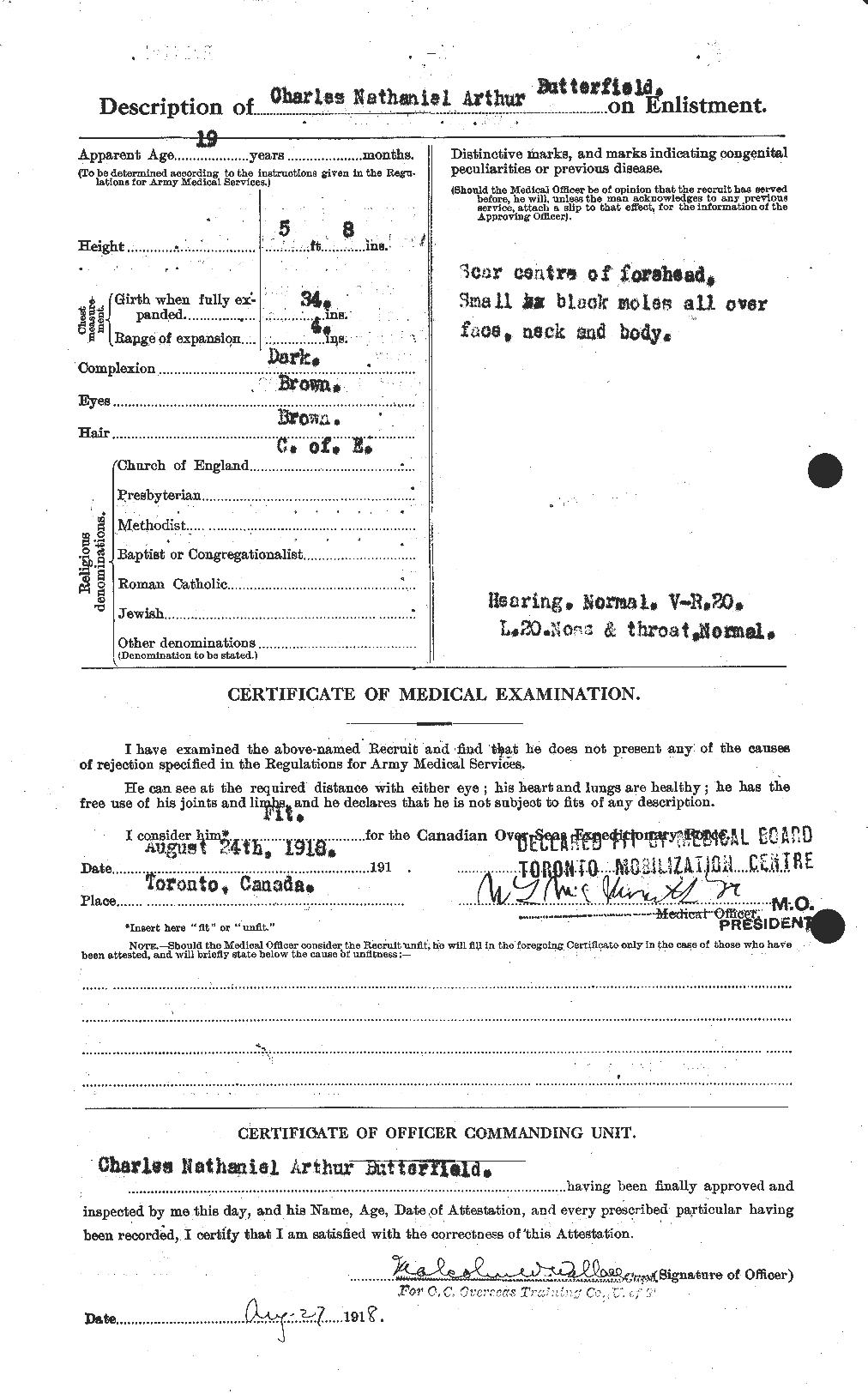 Dossiers du Personnel de la Première Guerre mondiale - CEC 278227b